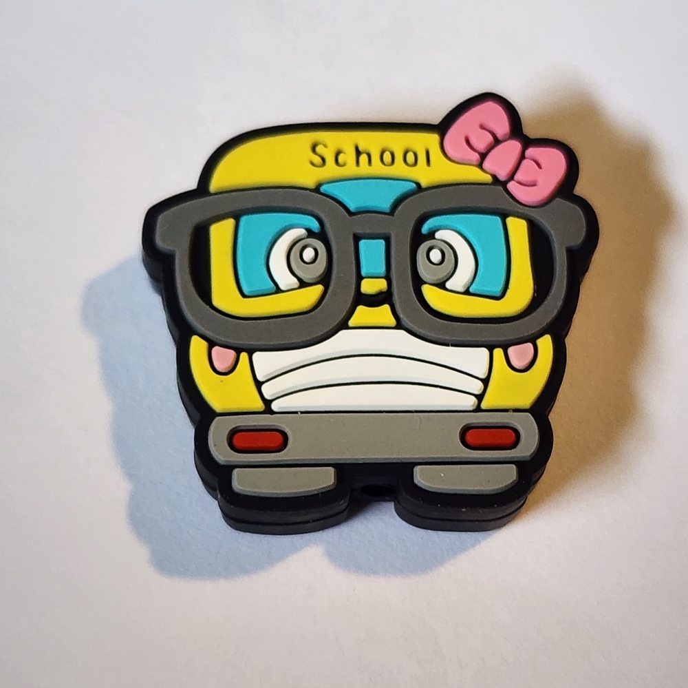 School Bus Focal‎ Bead Beaded Pen Silicone Badge Clip Charms Keychain Bag Clip